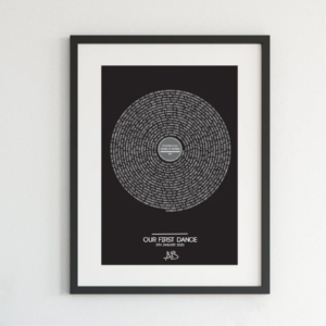 A3 Framed First Dance Lyric Print Record Dark